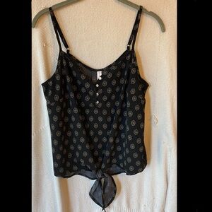 Xhilaration Black White and Gold Patterned Spaghetti Strap Tank Top
